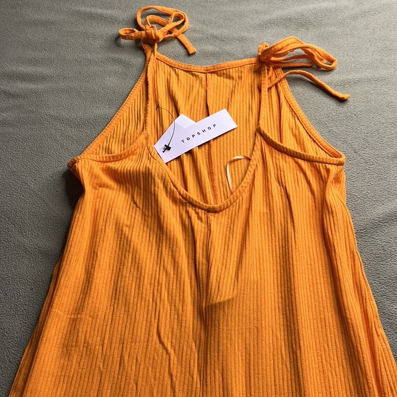🎯NWT Topshop Ribbed Jumpsuit Orange Size 4-6 - Picture 10 of 14